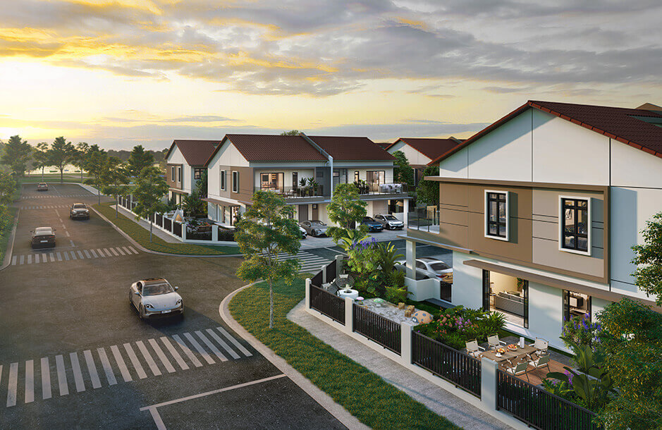 Streetscape at dusk